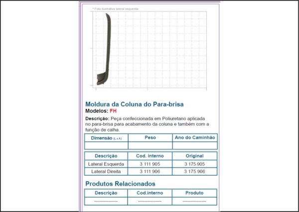 3111906 - MOLDURA COLUNA VOLVO FH TODOS LD