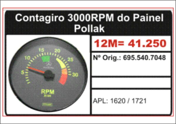 41.250PO - RELOGIO CONTA GIRO POLLAK 3000 RPM (BIVOLTS)