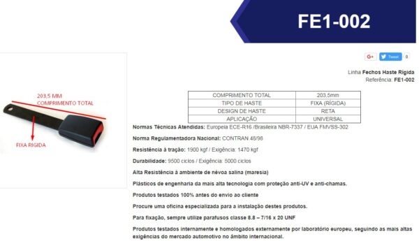 FE1-002 - CINTO SEGURANCA (SO PONTEIRA)