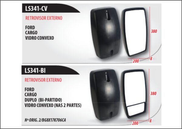 LS341 - ESPELHO CARGO GI (VIDRO PLANO)