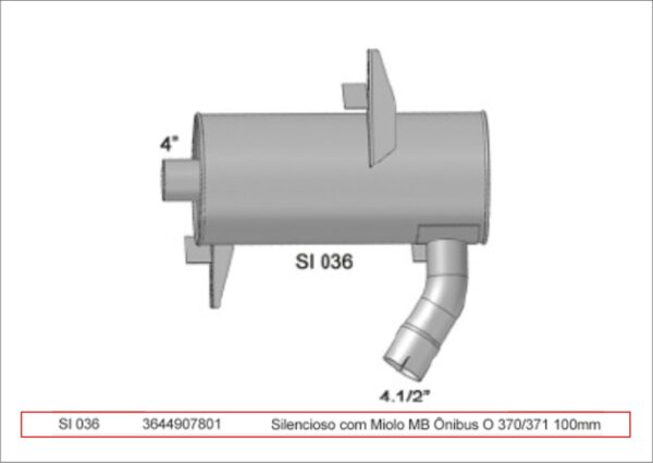 SI036 - SILENCIOSO COM MIOLO MB ONIBUS O 370/371 100MM
