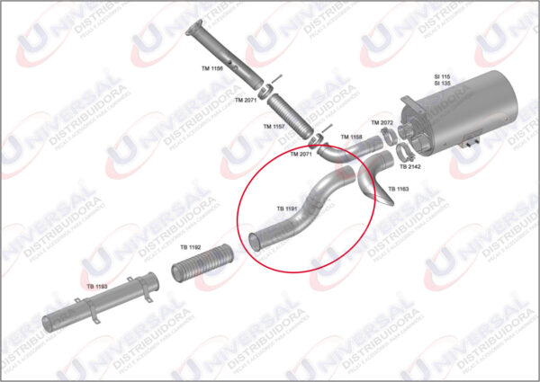 TB1191 - TUBO INTERMEDIARIO SILENCIOSO 4'' VW CONST 17.280/24.280